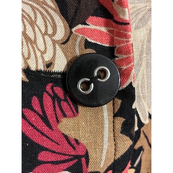 Linen Floral Jacket 6P Black Boho Western Old Money Classic Chic Preppy Retro - Picture 3 of 10